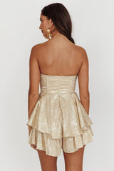 Paris Muse Gathered Bust Romper Champagne