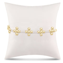 Signature Cross Sincerity Pattern Pearl 3mm Bead Bracelet - Classic Beaded Signature Cross Gold - 4mm Bead Gold