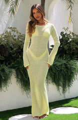 Malta Mermaids Long Sleeve Maxi Dress Lemon