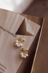 Milly Pearl Bead Earrings Gold