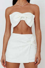 Stasia Bow Crop Top White