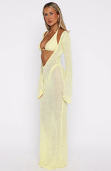 Malta Mermaids Long Sleeve Maxi Dress Lemon