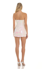 Iridescent Sequin Dress in White