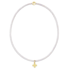 Hope Classic Silky White Bracelet - Signature Cross Small Gold Charm