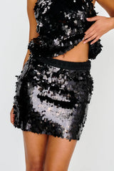 She's So LA Sequin Mini Skirt Black