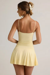 Modal Ruched A-Line Mini Dress in Buttercream Yellow