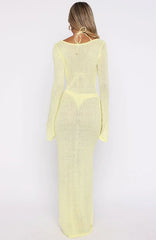 Malta Mermaids Long Sleeve Maxi Dress Lemon