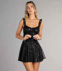 Starry Night Lace Ruffle Mini Dress