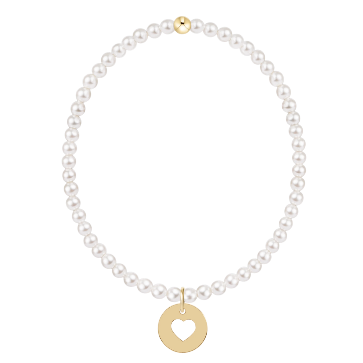 egirl Classic Pearl 3mm Bracelet - Love Gold Disc