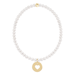 egirl Classic Pearl 3mm Bracelet - Love Gold Disc