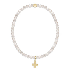egirl Classic Pearl 3mm Bracelet - Signature Cross Gold Charm