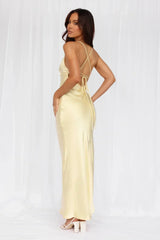 The Samara Satin Maxi Dress Yellow