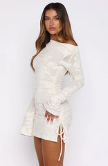 Disturbing The Peace Long Sleeve Mini Dress Cream
