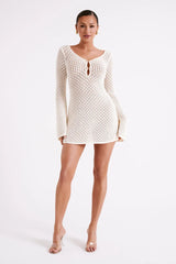 Kayleigh Crochet Knit Mini Dress - White