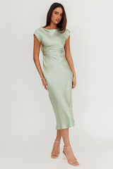 Loveland Cap Sleeve Cowl Back Midi Dress Sage