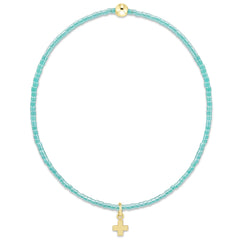 Hope Classic Sea Glass Bracelet - Signature Cross Small Gold Charm